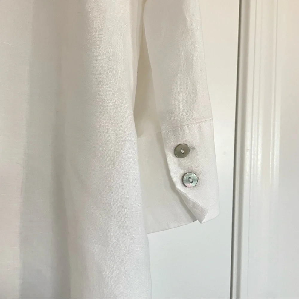 Chico's 100% Linen Classic White Pullover Tunic Blouse Size 14 - Picture 8 of 8